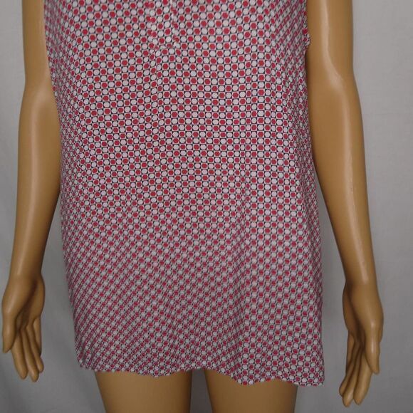 Lucky Brand Sleeveless Popover Blouse Stop Sign Polka Dot Print Geometric Large - Picture 3 of 7